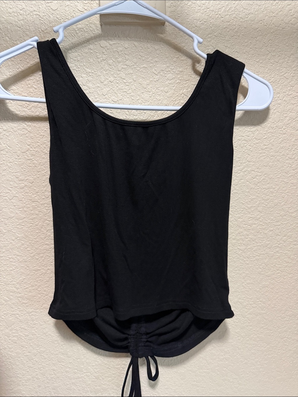 Women's Black Ruched Drawstring Tank Top - Picture 4 of 5
